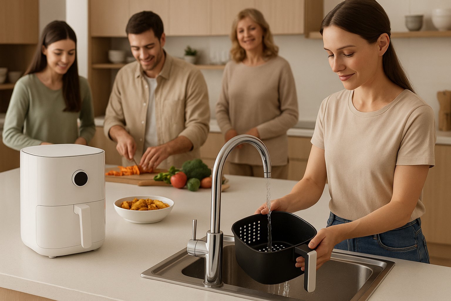 Didesnė Xiaomi karšto oro gruzdintuvė su lengvai valomu krepšiu šeimos virtuvėje