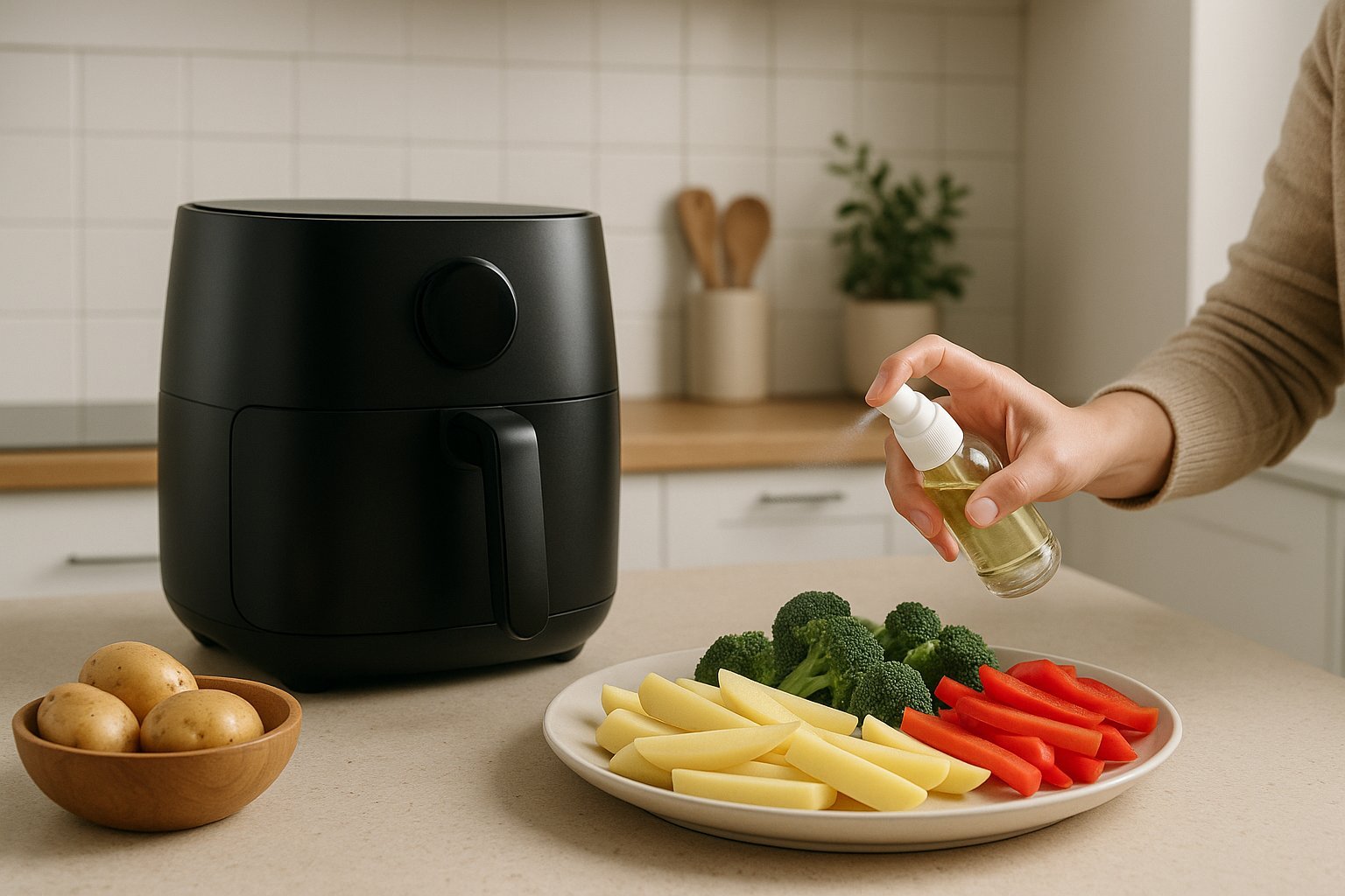 Mažas aliejaus kiekis ruošiant maistą karšto oro gruzdintuvėje