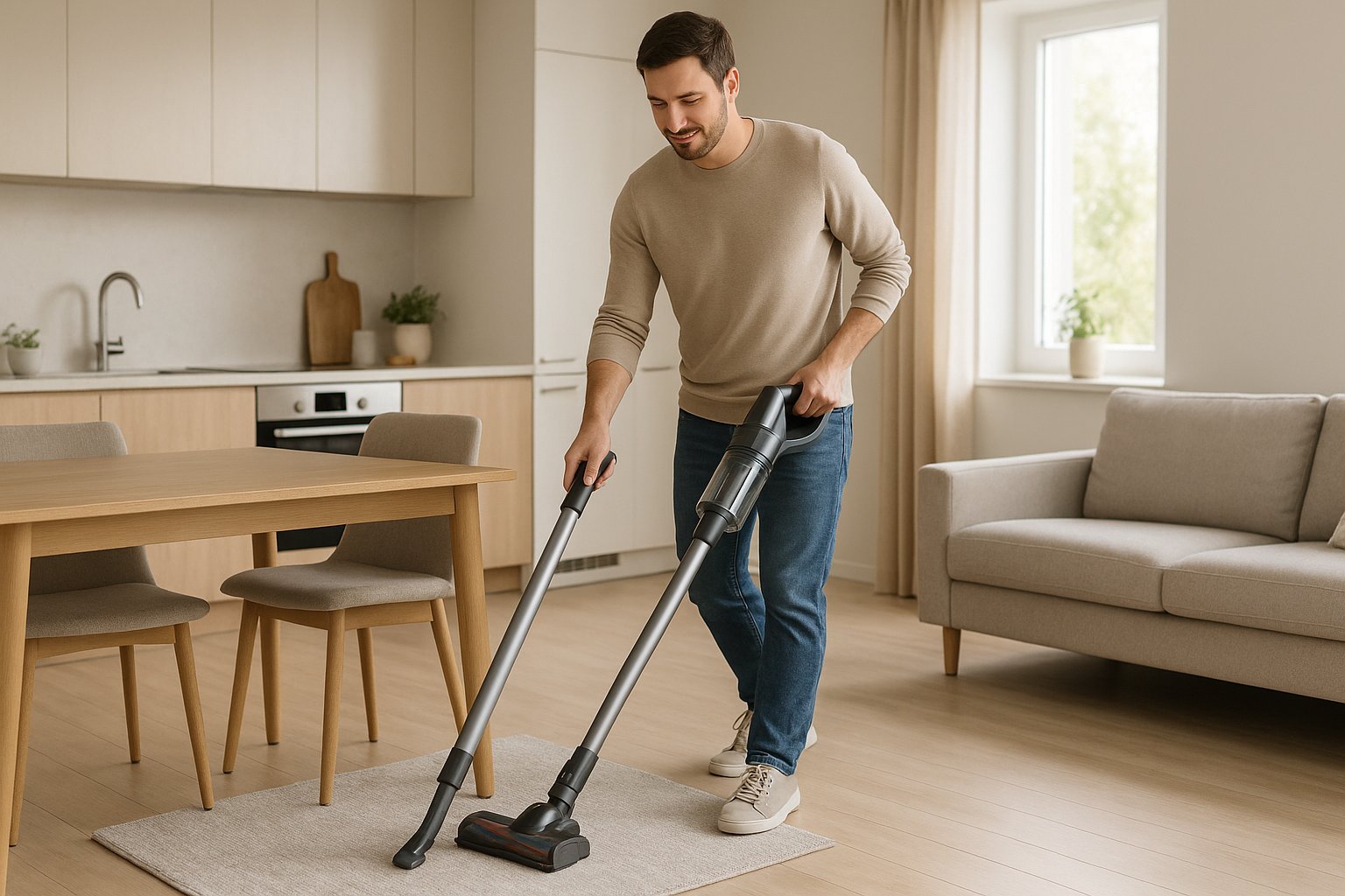 Belaidis Miele siurblys-šluota naudojamas ant kietų grindų ir kilimo