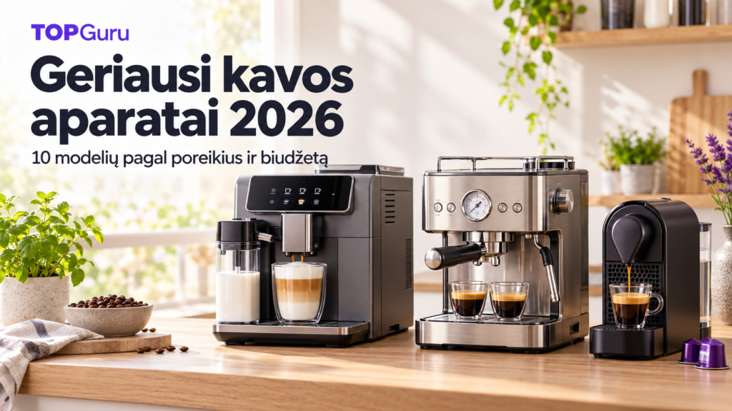 Geriausi kavos aparatai 2026 – 10 modelių palyginimas